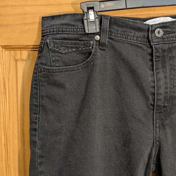 Levis Jeans 505 Straight Leg Womens Size 16 Black Stretch Denim (Fits 36x28) - Picture 3 of 8